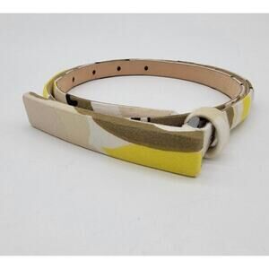 St. John Camo Fabric Bar Buckle Belt - Size 37 with Bag